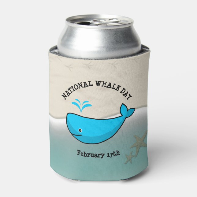 National Whale Day February 17th  Soda Can Cooler (Can Front)