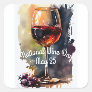 National Wine Day Square Sticker