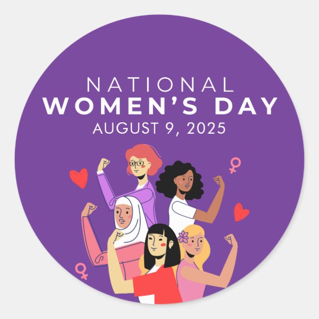 National Women’s Day Classic Round Sticker (Front)