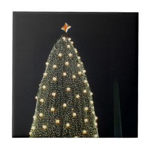 National Xmas Tree & Washington Monument at Night Tile