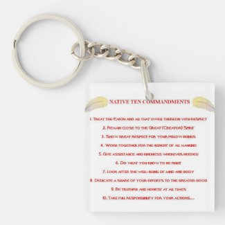 Native 10 Commandments Acrylic Square Keychain