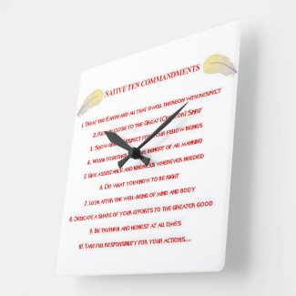 Native 10 Commandments Acrylic Square Wall Clock