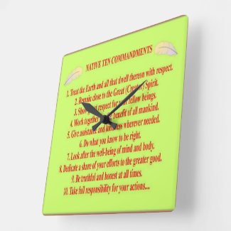 Native 10 Commandments Acrylic Wall Clock