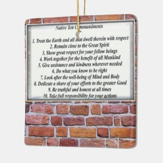 Native 10 Commandments Ceramic Ornament