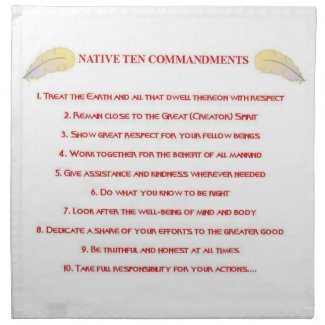 Native 10 Commandments Cloth Napkin