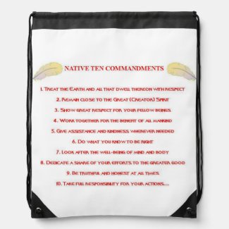 Native 10 Commandments Drawstring Backpack
