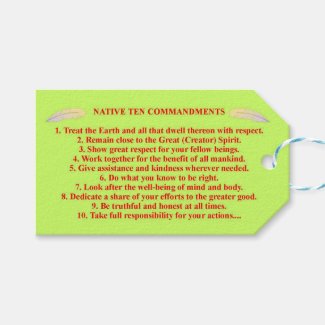 Native 10 Commandments Gift Tag