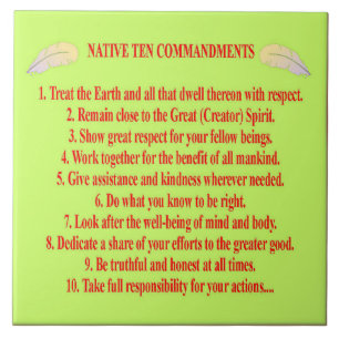 Native 10 Commandments Large (15cm) Ceramic Tile