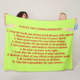 Native 10 Commandments Large Fleece Blanket