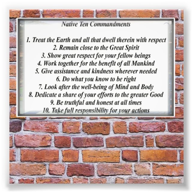 Native 10 Commandments Photo Enlargement Paper (Front)