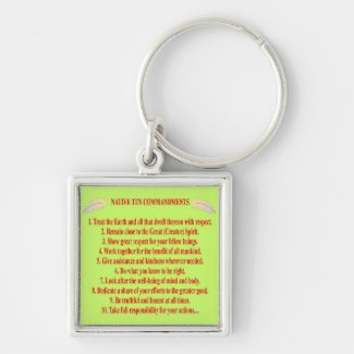 Native 10 Commandments Premium Square Keychain