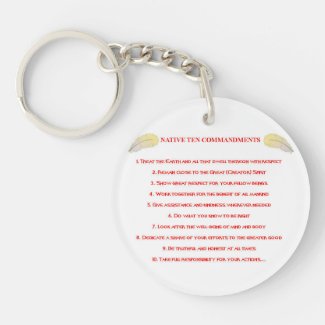 Native 10 Commandments Round Acrylic Keychain