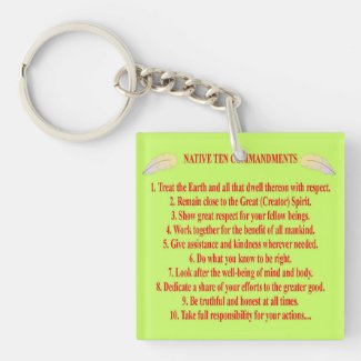 Native 10 Commandments Square Acrylic Keychain