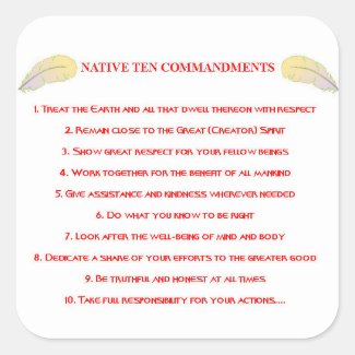 Native 10 Commandments Square Sticker