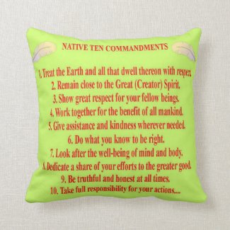 Native 10 Commandments Throw Pillow