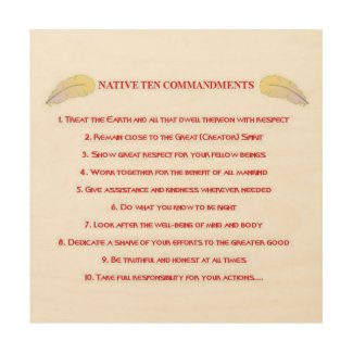 Native 10 Commandments Wood Wall Art