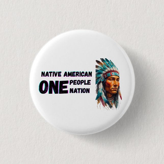 Native American  1 Inch Round Button (Front)
