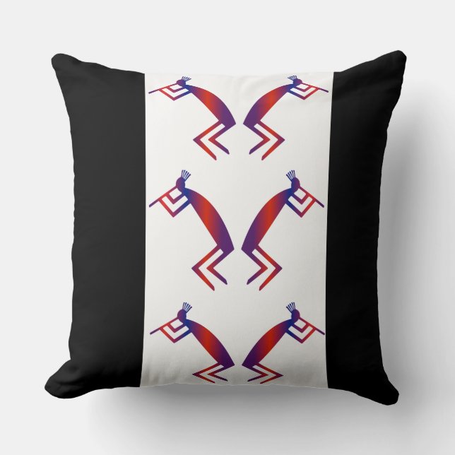 Native American Abstract Kokopelli Throw Pillow (Front)
