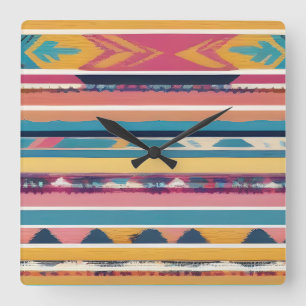 Native American Abstract Tribute S13 Square Wall Clock