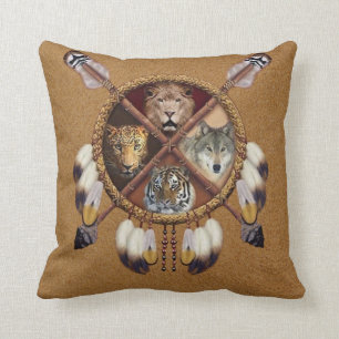 Native American Animals Throw Pillow