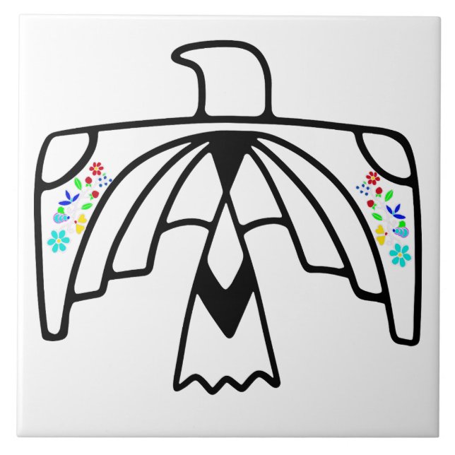 Native American Anishinaabe Eagle White Tile (Front)
