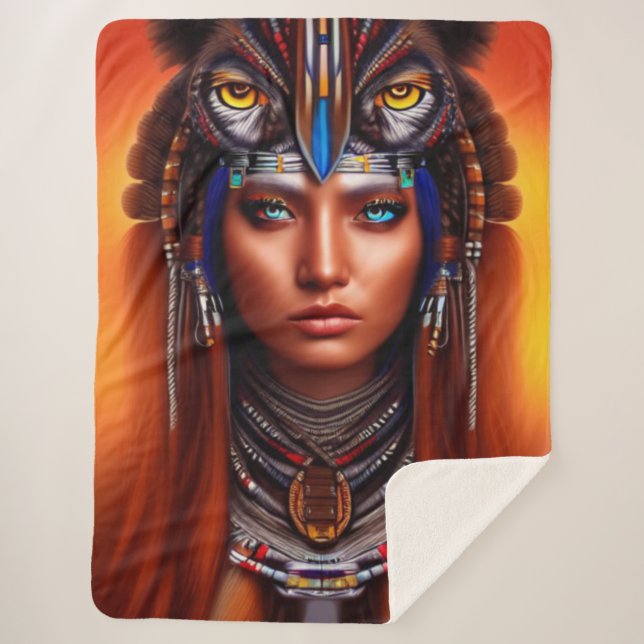 Native American Apache Sherpa Blanket (Front)