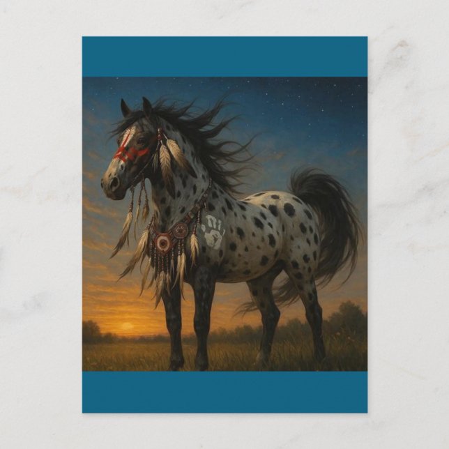 Native American Appaloosa Horse Postcard - Honovi (Front)