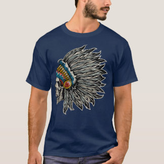 Native American Art Indigenous Headdresses Skull T-Shirt