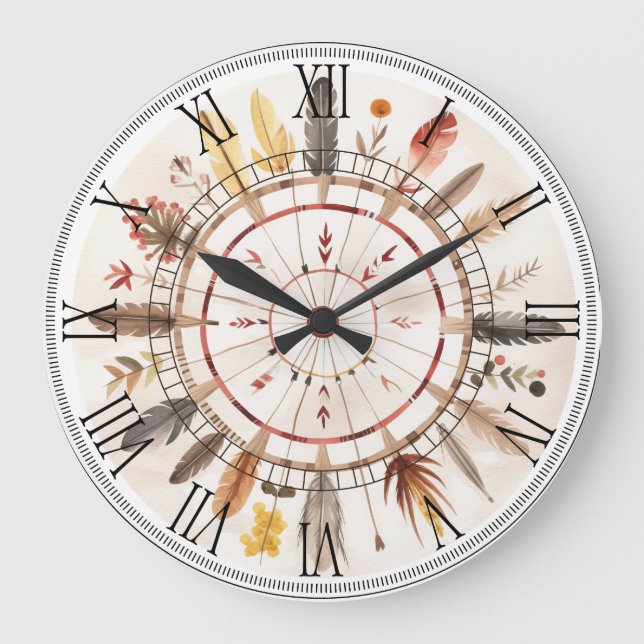 Native American  Art Tribe Vintage Large Clock (Front)