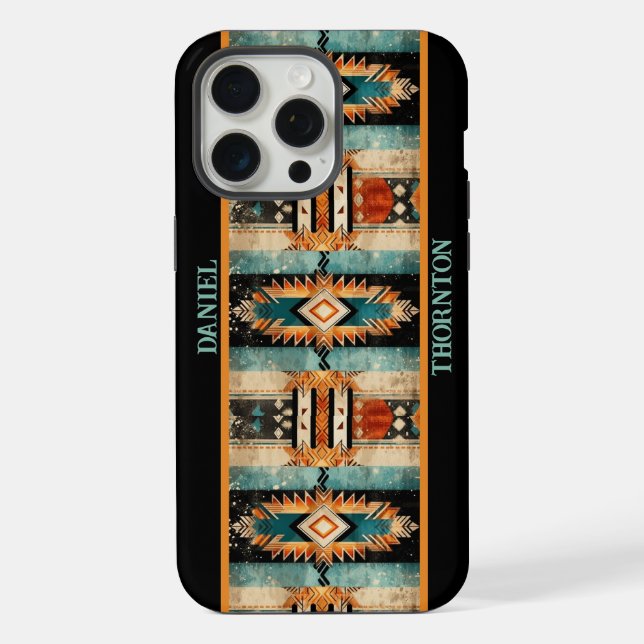 Native American Aztec Design Personalized iPhone Case (Back)