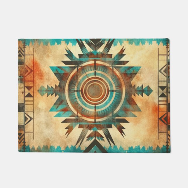 Native American Aztec Geometric Rug (Front)
