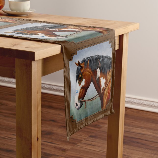 Native American Bay Pinto Horse Brown Medium Table Runner (In Situ)