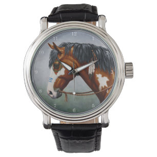 Native American Bay Pinto War Horse Watch
