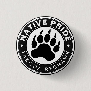 Native American Bear Paw Logo Personalized Name 1 Inch Round Button