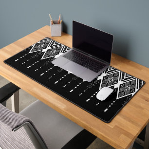 Native American Black And White Pattern Desk Mat