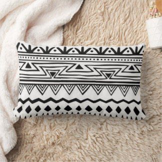 Native American Black and White Throw Pillow/ Lumbar Pillow
