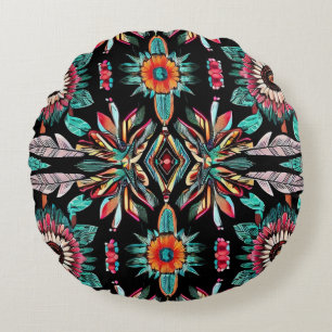 Native American Bohemain Round Pillow