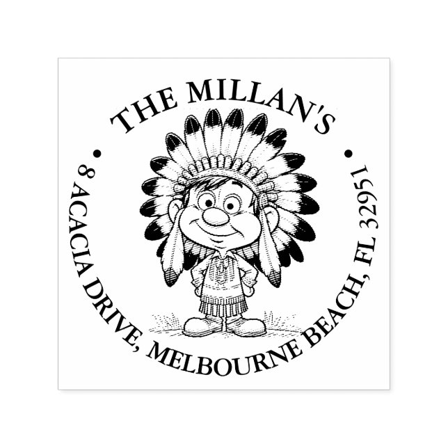 Native American boy smiling theme Self-inking Stamp (Design)