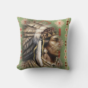 Native American Brave Throw Pillow