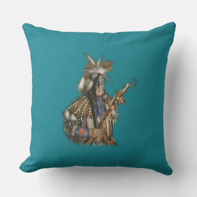 Native American Brave Throw Pillow (Front)