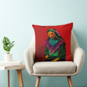 Native American Cherokee Pop Art Throw Pillow