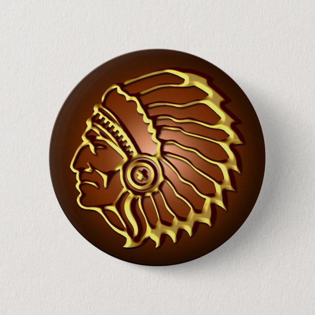 NATIVE AMERICAN CHIEF 2 INCH ROUND BUTTON (Front)