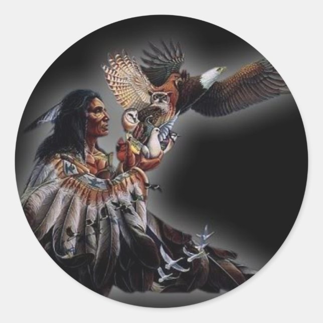 Native American Chief Classic Round Sticker (Front)