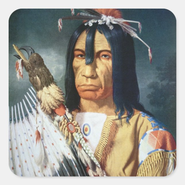Native American Chief of the Cree people of Canada Square Sticker (Front)