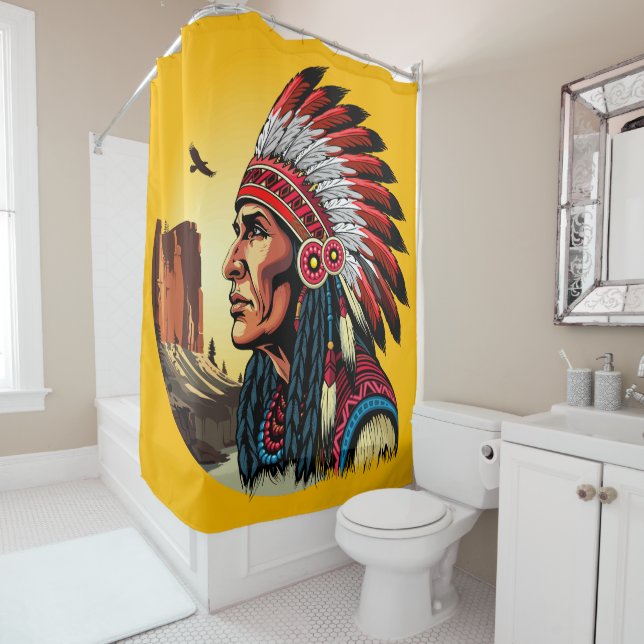 Native American Chief on wild Landscape Sunset (In Situ)
