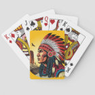 Native American Chief on wild Landscape Sunset