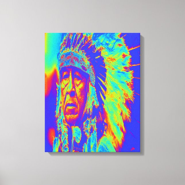 Native American Chief Pop Art Canvas Print (Front)