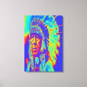 Native American Chief Pop Art Canvas Print
