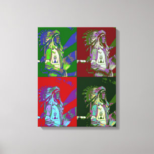 Native American Chief Pop Art Canvas Print