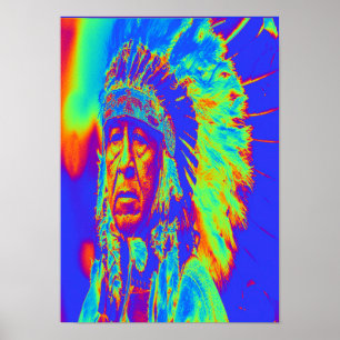 Native American Chief Pop Art Poster